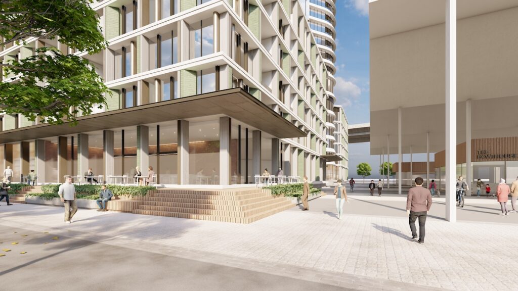 Podium street view of the Lorimer Street Build to Rent development - Samma Property Group | Brightlight | BTR News Australia