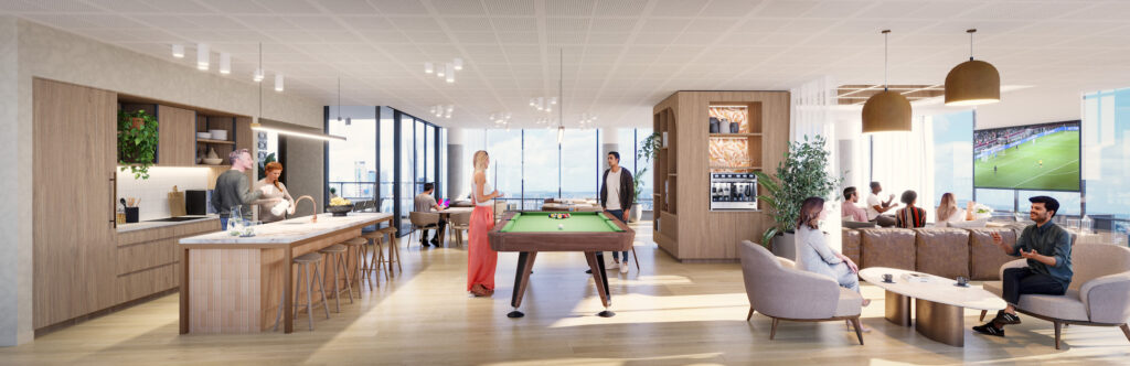 Communal lounge area at Exhibition Quarter | BTR News Australia