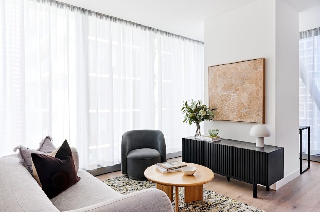 Apartment lounge area furnished by David Phillips Group | BTR News Australia