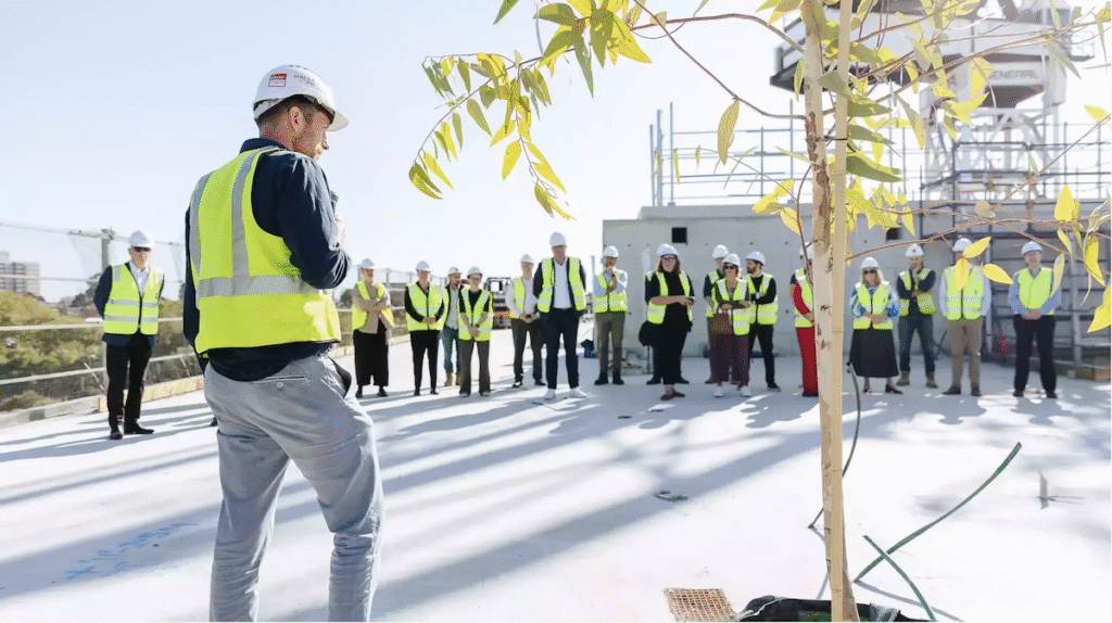Hacer’s Construction Director Andrew Walter thanked the project team and partners involved for their work in completing the building’s exterior - Macauley Road | Assemble | BTR News Australia