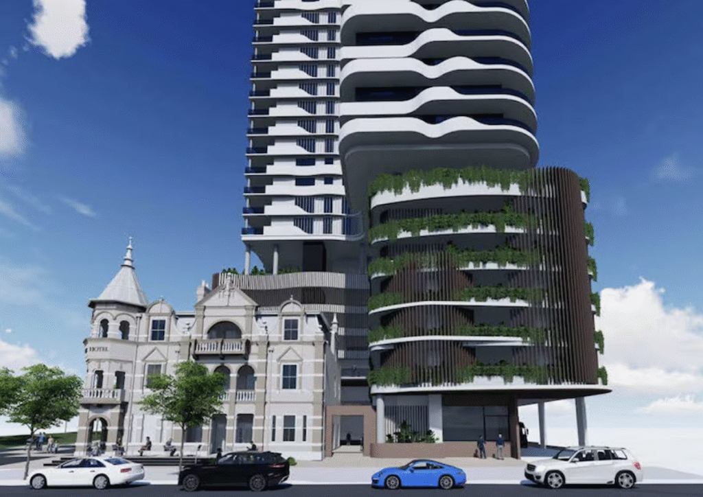 Concept image of the Broadway Hotel Build to Rent development transformation | BTR News Australia